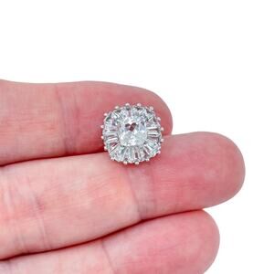 Estate Sterling Silver 925 Cubic Zirconia Cluster Pendant